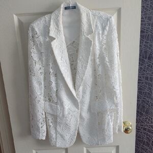 Emanuel Ungaro Women's White Lace Blazer